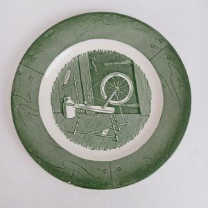 Vtg 50's Colonial Homestead Underglaze By Cirsa 6.25" Plate #J 52 Spinning Wheel